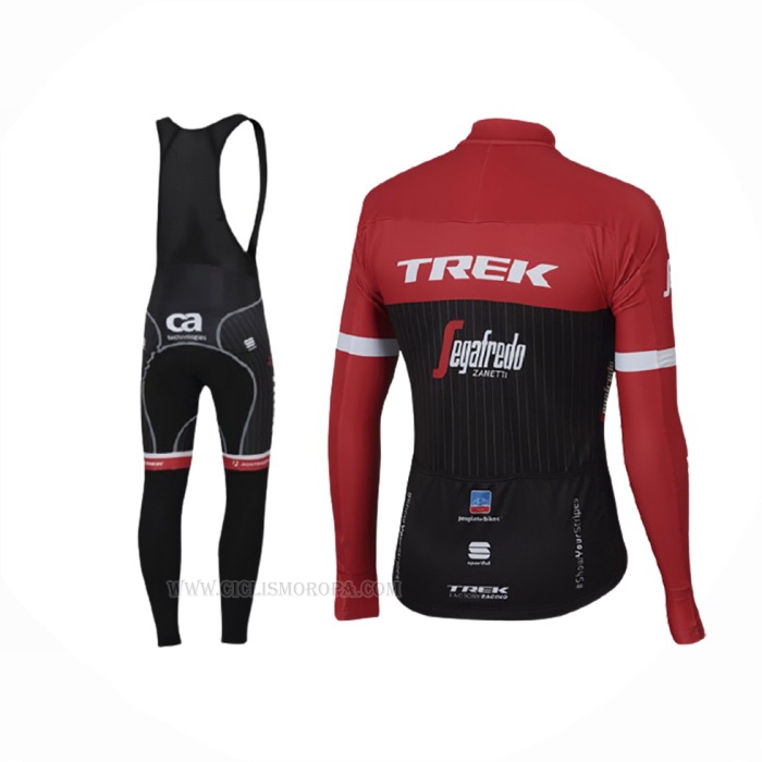 2017 Ropa Ciclismo Trek Segafredo Rojo Negro Mangas Largas y Culotte Lunga